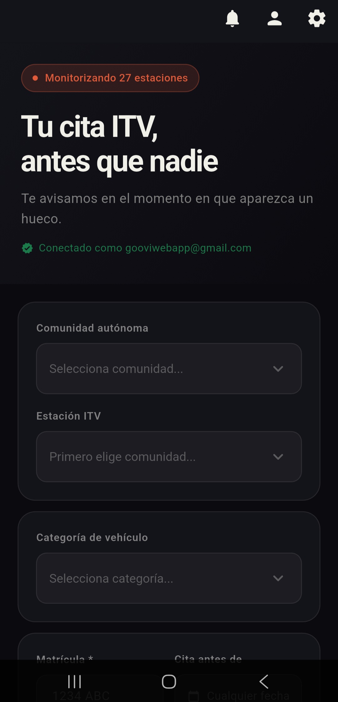 Pantalla principal CitaITV App
